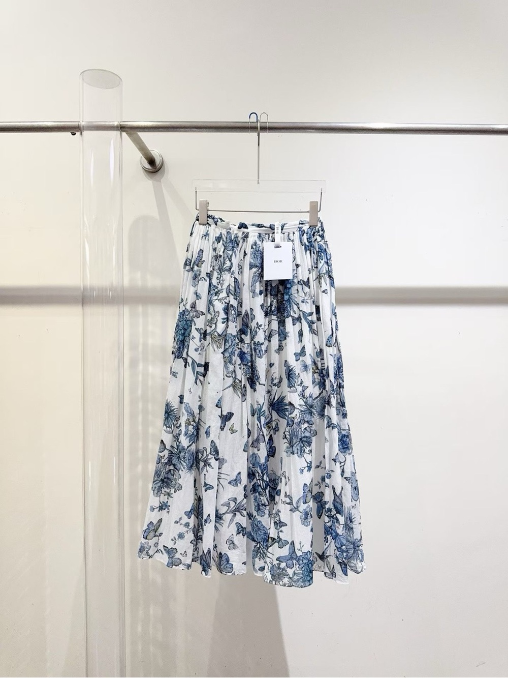 🚩steal Dior Blue & White Floral Pleated Midi Dress